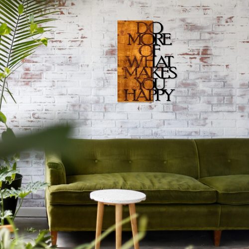 Elegáns dekoratív fa falkiegészítő, 42 x 58 cm | 50% fa (3 cm vastag) és 50% fém | Dió és fekete kivitel, egyedi textúra-variációk
