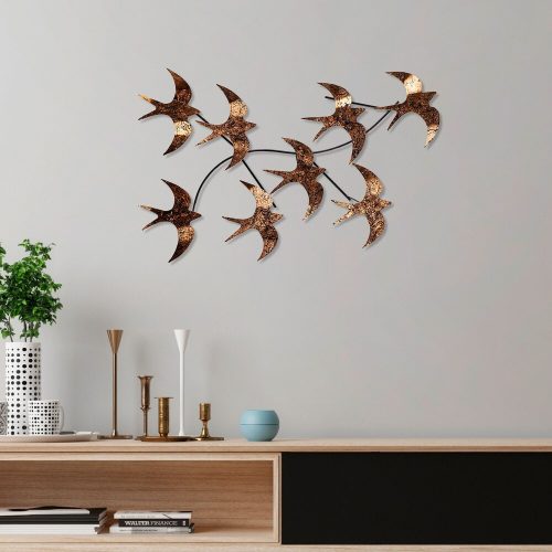Kézzel festett dekoratív fém falkiegészítő, 69 x 41 x 7 cm | 100% fém, 1,5 mm vastag | Egyedi lakberendezési műalkotás, színváltozatok előfordulhatnak