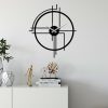 Elegáns fekete dekoratív fém falióra, 49 x 43 cm | 100% fém (1,5 mm), csendes mechanizmus | Tökéletes otthoni és irodai dekorációhoz, könnyen rögzíthető falra