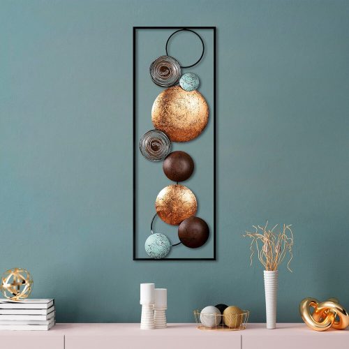 Kézzel festett dekoratív fém falkiegészítő, 32 x 90 x 4 cm | 100% fém, egyedi színváltozatok | Tökéletes a lakberendezés és a művészet szerelmeseinek