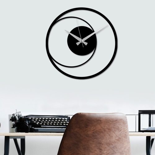 Elegáns fekete dekoratív fém falióra, 49 x 49 cm | 100% fém, csendes mechanika, könnyű falra akasztás | Tökéletes otthoni és irodai dekorációhoz