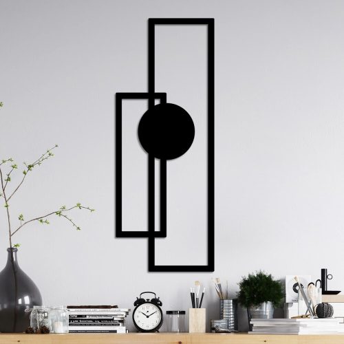 Stílusos fekete dekoratív fém falkiegészítő, 32 x 85 cm | 100% fém, 1,5 mm vastag | Könnyen falra szerelhető, tökéletes a modern lakberendezéshez