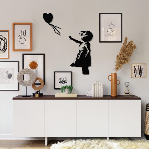 Stílusos fekete dekoratív fém falkiegészítő, 105 x 85 cm | 100% fém (1,5 mm) | Egyszerű falra szerelhető kivitel | Tökéletes a modern lakberendezéshez