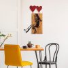 Elegáns dekoratív fa falkiegészítő, 50 x 80 cm, 100% valódi fa (3 cm vastag) és fém, dió és fekete | Egyedi színváltozatok a stílusos lakberendezéshez