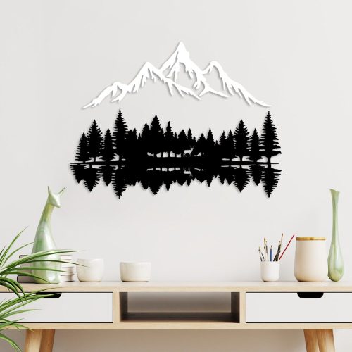 Stílusos dekoratív fém falkiegészítő, fekete-fehér, 62 x 22 cm és 70 x 51 cm | 100% fém, 1,5 mm vastag | Könnyen rögzíthető falra, tökéletes otthoni dekorációhoz