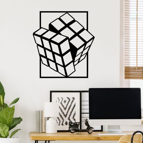 Stílusos fekete dekoratív fém fali kiegészítő, 64 x 69 cm | 100% fém (1,2 mm) | Egyszerű falra szerelés | Tökéletes a modern lakberendezéshez