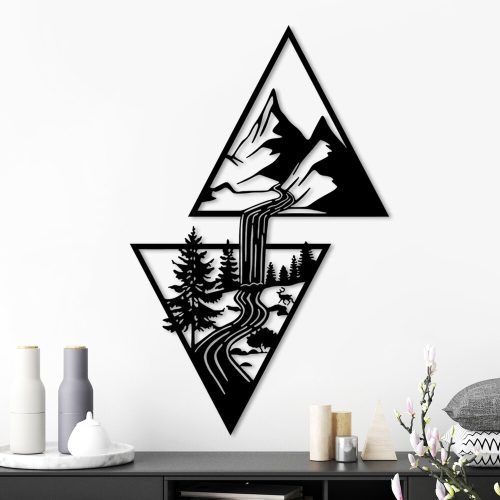 Stílusos fekete dekoratív fém falkiegészítő, 80 x 50 cm | 100% fém, 1,5 mm vastagság | Könnyű (0,8 kg) | Tökéletes a modern lakberendezéshez