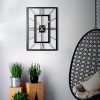 Elegáns fekete dekoratív fém falióra, 49 x 34,5 cm | 100% fém (2 mm) | Csendes mechanizmus, egyszerű fali rögzítés | Stílusos kiegészítő bármilyen helyhez