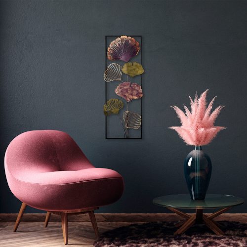 Kézzel festett dekoratív fém falkiegészítő, 32 x 90 cm | 100% fém, 1,5 mm vastag | Egyedi design, tökéletes otthoni dekorációhoz és művészeti megjelenítéshez
