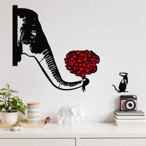 Stílusos dekoratív fém fali kiegészítő, fekete-piros, 72 x 72 cm | 100% fém, 1,5 mm vastagság | Tökéletes modern lakberendezéshez és művészeti megjelenítéshez