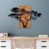 Elegáns dekoratív fa falkiegészítő, 90 x 58 cm | 100% valódi fa (3 cm vastag) és fém | Egyedi dió-fekete dizájn, tökéletes otthoni dekorációhoz