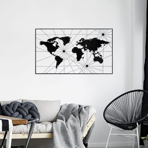 Stílusos fekete dekoratív fém falkiegészítő, 120 x 70 cm | 100% fém (1,2 mm) | Egyszerű falra szerelés | Tökéletes a modern lakberendezéshez