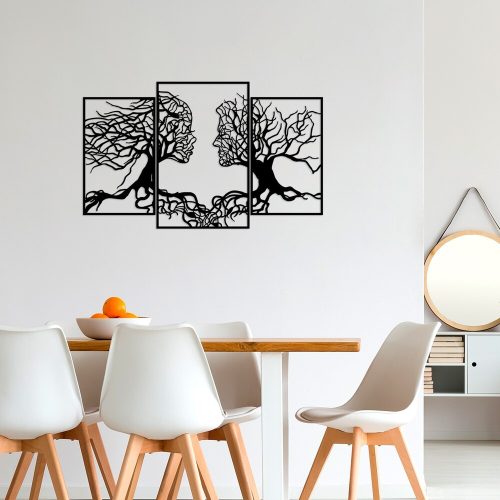 Stílusos fekete dekoratív fém falkiegészítő, 116 x 71 cm | 100% fém, 1,5 mm vastagság | Egyszerű falra szerelés a modern lakberendezéshez