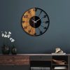 Elegáns dekoratív fa falióra, 56 x 3 x 56 cm | 100% fa és fém, csendes mechanizmus | Egyedi dió-fekete kivitel, bármilyen helyiségbe tökéletes