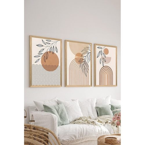 Keret nélküli dekorfestő készlet (3 db), 33 x 48 cm | 100% MDF, UV nyomtatott | Stílusos falfestmény modern otthoni és irodai dekorációhoz