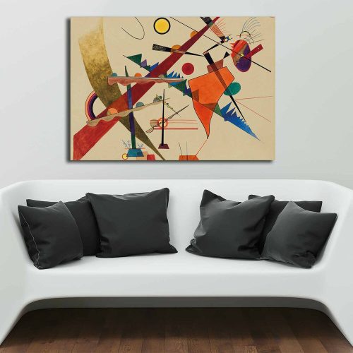 Vaszilij Kandinszkij dekoratív vászonfestmény, 70 x 100 cm | 100% vászon, 100% fa keret (2,8 cm vastag) | Tökéletes a modern lakberendezéshez