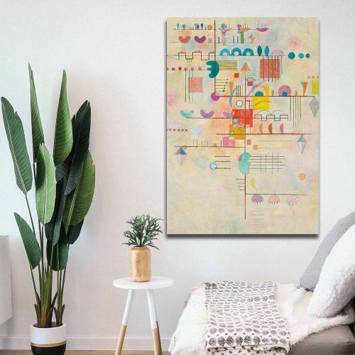 Vaszilij Kandinszkij dekoratív vászonfestmény, 70 x 100 cm | 100% vászon, 100% fa keret (2,8 cm vastag) | Tökéletes a modern lakberendezéshez