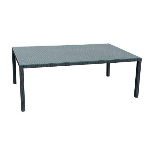 Asztal fekete rattan borítással üveglappal 100*200*74 cm-es