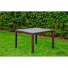 Asztal barna rattan borítással üveglappal 100*100*74 cm-es