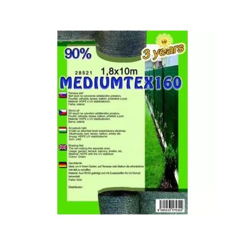Árnyékoló háló MEDIUMTEX160 1,8X10m zöld 90%