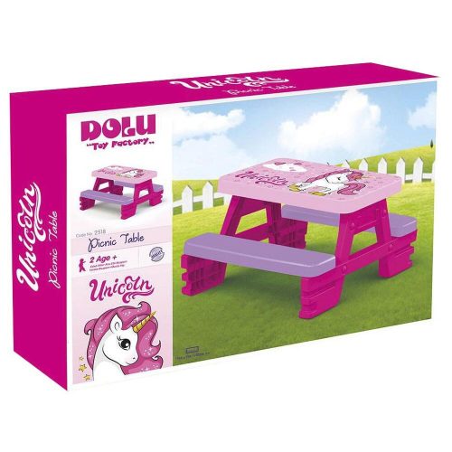 Unikornis piknik asztal paddal - 71 x 77 x 43 cm