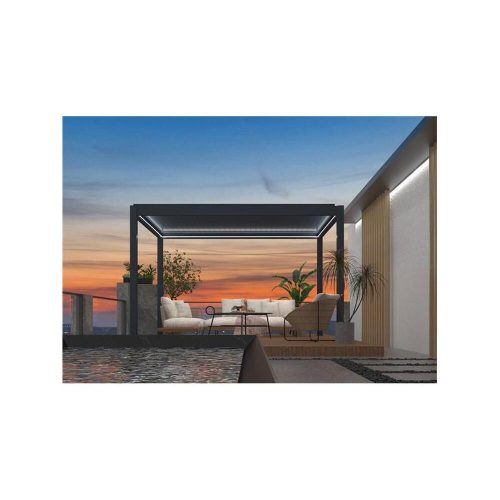 Iris MP-103GR bioklimatikus, elektromos mozgatású, LED világítású, antracit 3x4 m pergola