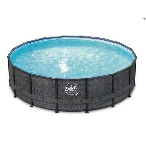Swing Elite fonott hatású sötét fémvázas medence  4.88 x 1.22 méter