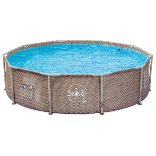 Swing fémvázas medence 3,05*76 cm-es szürke fonott hatású szűrő nélkül