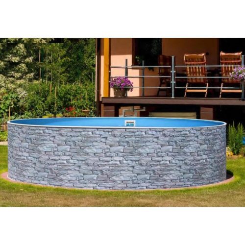 Azuro Stone 3,6 m átméroju 0,9 m mély medence Lagoon kék fóliával,szkimmer kiképzéssel