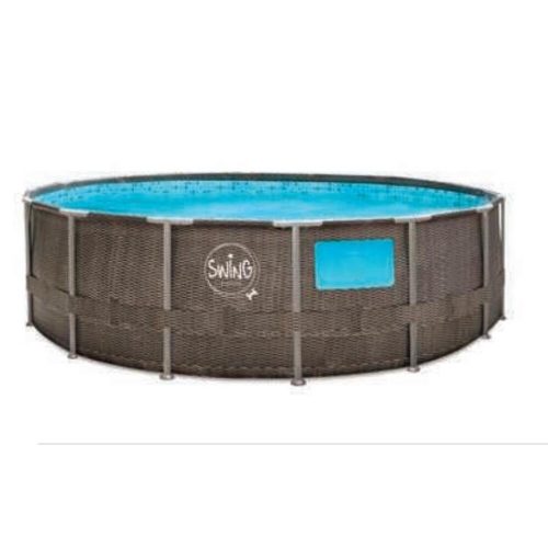 Swing Elite fonott hatású dupla Rattan fémvázas ablakos medence 4.88 x 1.22 méter
