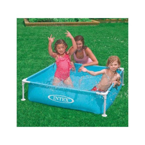 Mini fémvázas medence kék 122*122*30 cm-es