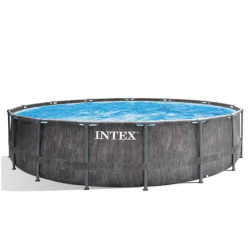 Intex Premium Frame Pool Set Prism Greywood Kerek Medence 549*1,22 létrával, szűrővel,takaróval