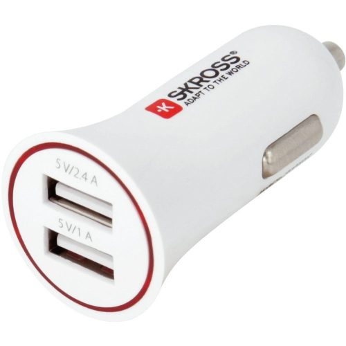 SKROSS USB töltő, autós, szivargyújtó (2x USB-A, 1A/2,4A)