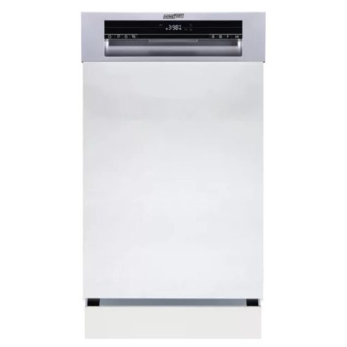 HOMEFORT HMGF0421DS Beépíthető mosogatógép,  bútorlap nélkül,  10 teríték,  8.5 L fogyasztás,  8 program,   47 dB zajszint,  D energiaosztály,  Felső evőeszköztartó,  45 cm,   Digit. kijelző,  Automata ajtónyitással