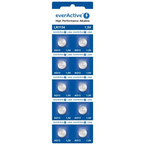 Bateria everActive Alkaline G13 LR44 LR1154 buborékcsomagolás 10szt.