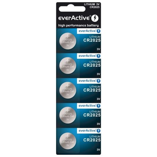 everActive lítium CR2025 elem, 5 db-os bliszteres csomagolásban.