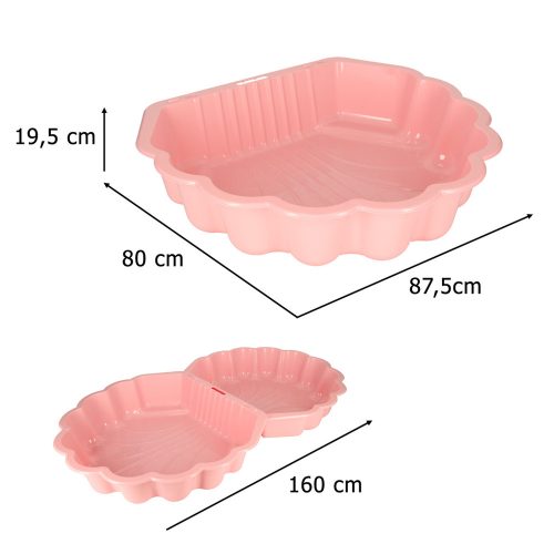 Zárt homokozó medencével Shell Twins dupla 2in1 160x87.5x19.5cm rózsaszín