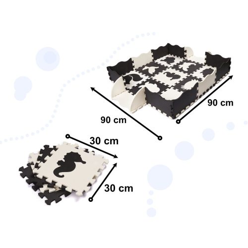Hab puzzle szőnyeg / játszószőnyeg gyerekeknek 25 darab fekete-fehér