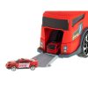 Szállító teherautó TIR 2in1 parkolóház tűzoltóság + 3 autó piros