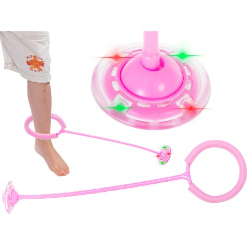 Hula hop láb ugráló labda világító LED rózsaszínű
