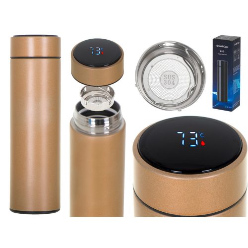 Thermos bögre smart LED 500ml arany