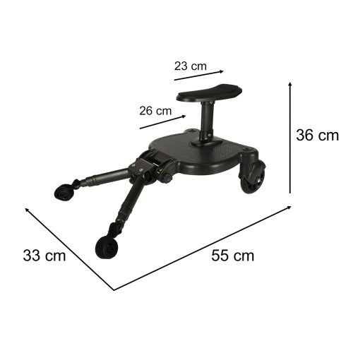 Babakocsi hosszabbító gyereküléssel, univerzális, fekete