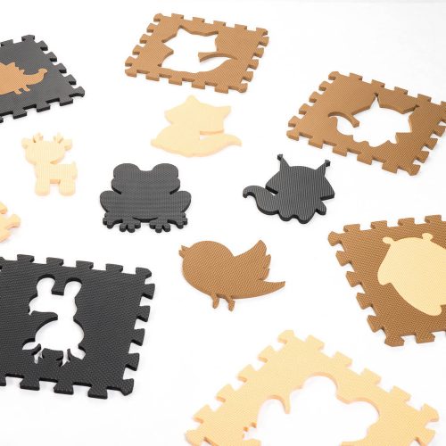Gyermek habszivacs szőnyeg puzzle 9el. bézs-barna fólia