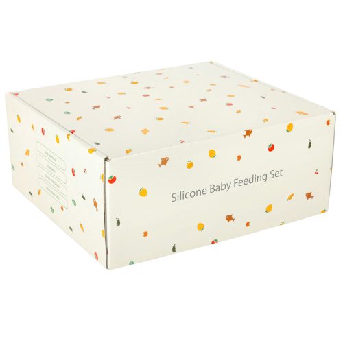 Szilikon gyerek tányérok, mókus, 9 darabos készlet, sötétkék