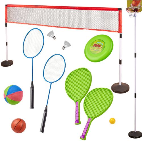 Sportkészlet 5in1 tollaslabda kosárlabda röplabda tennis frizbi