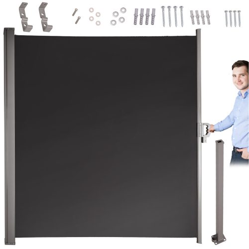 LUARO behúzható napellenző 180 x 400 cm szürke, oldalsó terasz napellenző