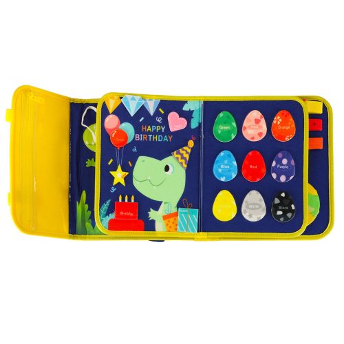 Érzékszervi manipulációs tábla montessori hátizsák tok kék