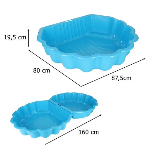 Zárt homokozó medencével Shell Twins dupla 2in1 160x87.5x19.5cm kék
